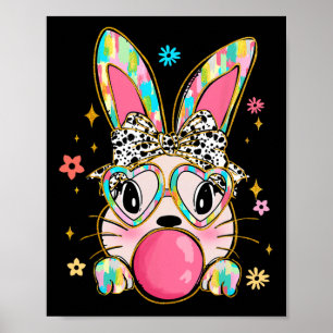 Rabbit Bunny Blowing Bubble Gum Easter Day Coquett Poster