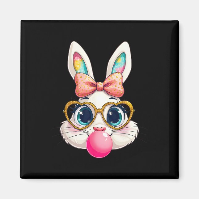 Rabbit Bunny Blowing Bubble Gum Easter Day Cute 1  Magnet (Front)