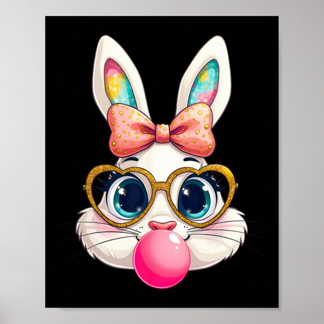 Rabbit Bunny Blowing Bubble Gum Easter Day Cute 1  Poster (Front)