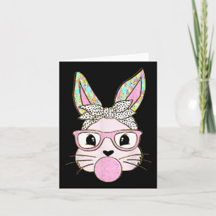 Rabbit Bunny Blowing Bubble Gum Easter Day Cute Card