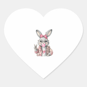 Rabbit Bunny Blowing Bubble Gum Easter Day Cute Gi Heart Sticker