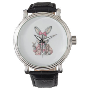 Rabbit Bunny Blowing Bubble Gum Easter Day Cute Gi Watch