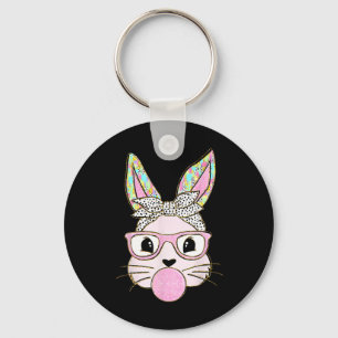 Rabbit Bunny Blowing Bubble Gum Easter Day Cute Key Ring