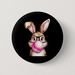 Rabbit Bunny Blowing Bubble Gum Easter Day Pink Wo 6 Cm Round Badge