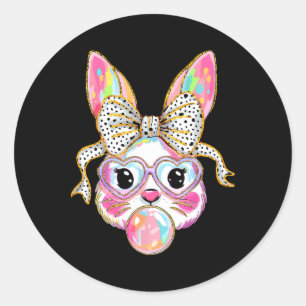 Rabbit Bunny Blowing Bubble Happy Easter Cute Bunn Classic Round Sticker