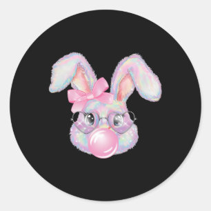 Rabbit Bunny Blowing Bubble Happy Easter Cute Bunn Classic Round Sticker