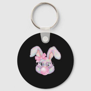 Rabbit Bunny Blowing Bubble Happy Easter Cute Bunn Key Ring