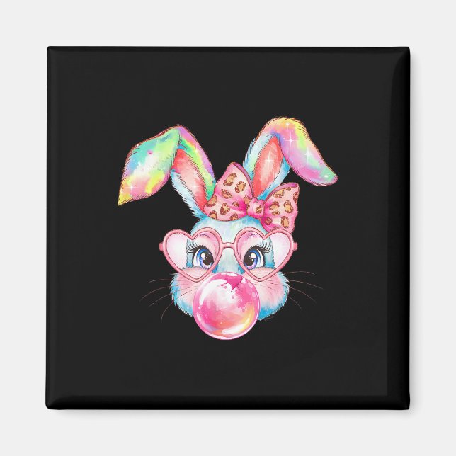 Rabbit Bunny Blowing Bubble Happy Easter Cute Bunn Magnet (Front)