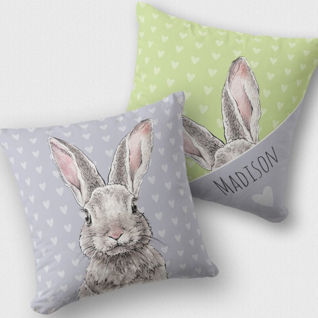 Rabbit Bunny Cute Pastel Animal Art Two-sided Cushion (Creator Uploaded)