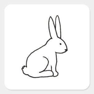 Rabbit bunny fun simple graphic symbol logo art square sticker