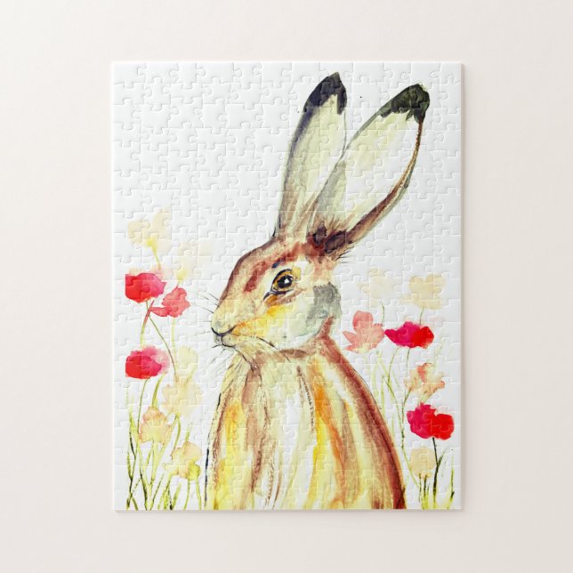 Rabbit Bunny Hare Easter Animal Wildlife Cute Jigs Jigsaw Puzzle (Vertical)