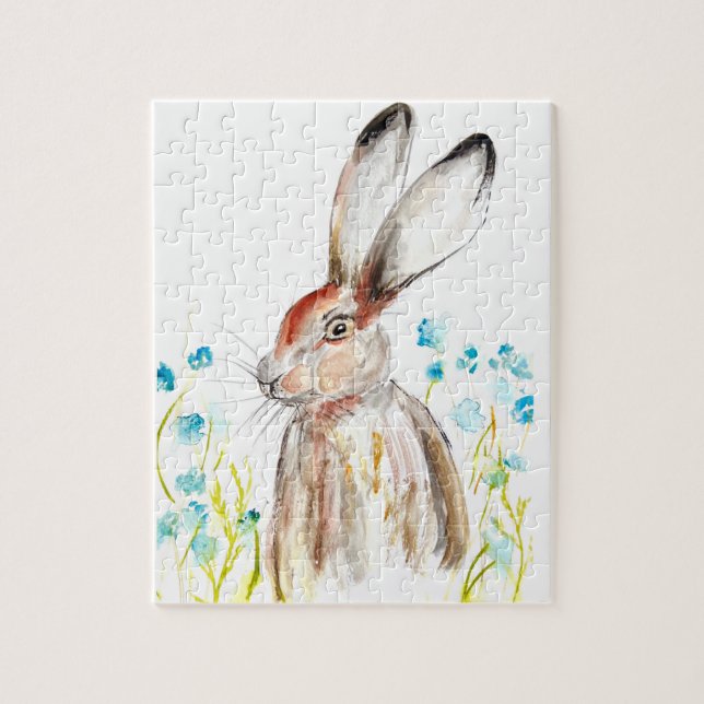 Rabbit Bunny Hare Easter Animal Wildlife Cute Jigs Jigsaw Puzzle (Vertical)