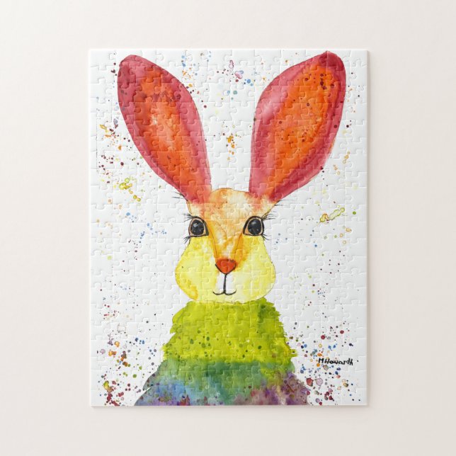 Rabbit Bunny Hare Easter Animal Wildlife Cute Jigs Jigsaw Puzzle (Vertical)