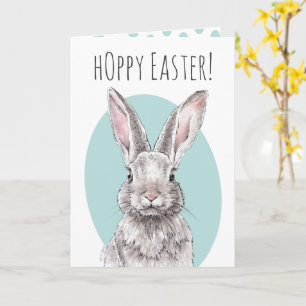Rabbit Bunny Hoppy Easter Cute Spring Animal art Card