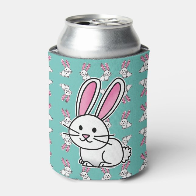 Rabbit bunny lucky white fluffy tail long ears can cooler (Can Front)