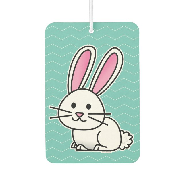 Rabbit bunny lucky white fluffy tail long ears car air freshener (Front)