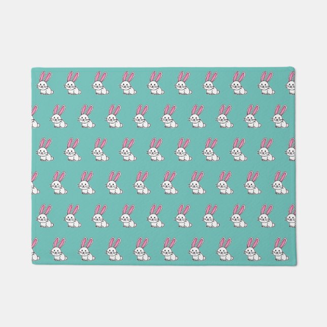 Rabbit bunny lucky white fluffy tail long ears doormat (Front)