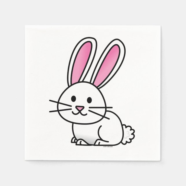 Rabbit bunny lucky white fluffy tail long ears napkin (Front)