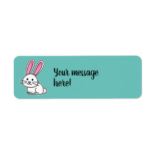Rabbit bunny lucky white fluffy tail long ears return address label
