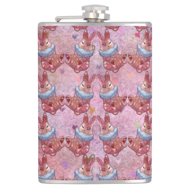 Rabbit Bunny named Ladybug Candy Jar Hip Flask (Front)