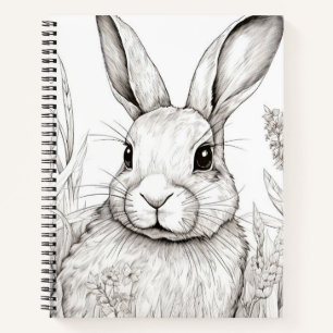 Rabbit Bunny Peaceful Nature Prairie Sketch Art Notebook