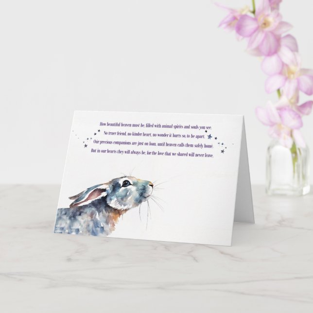 Rabbit Bunny Pet Sympathy Memorial Card (Orchid)