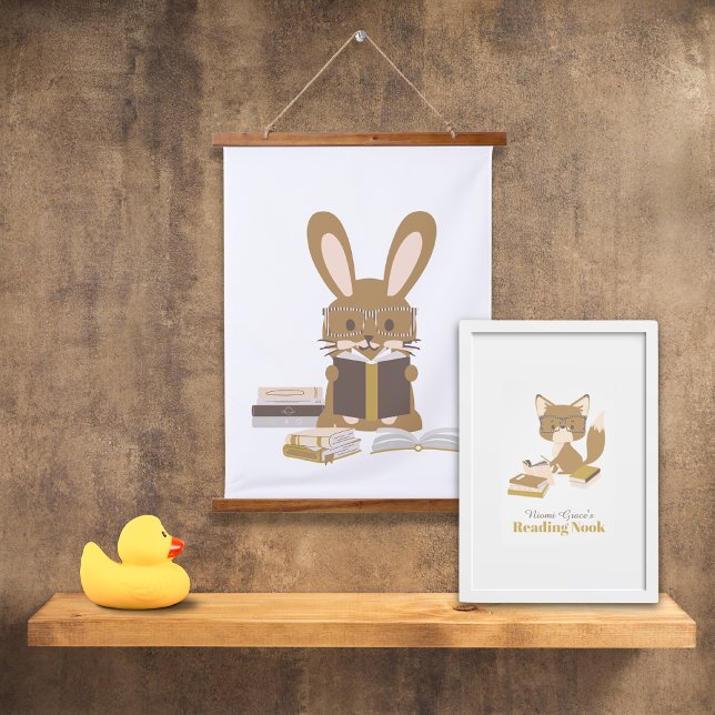 Rabbit Bunny Reading Poster Hanging Tapestry (Reading Collection Bunny Tapestry)