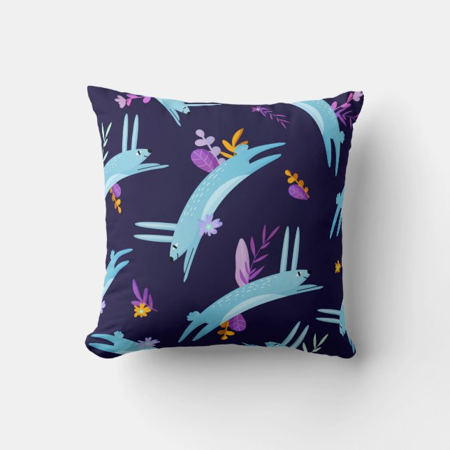 Rabbit bunny seamless pattern in cartoon style. Fu Cushion (Front)