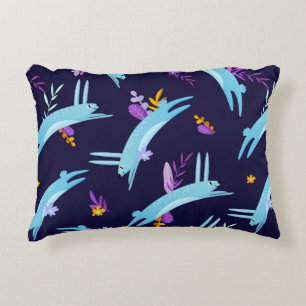 Rabbit bunny seamless pattern in cartoon style. Fu Decorative Cushion