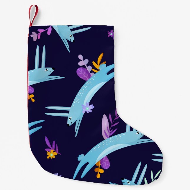 Rabbit bunny seamless pattern in cartoon style. Fu Small Christmas Stocking (Front)
