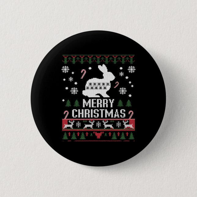 Rabbit Bunny Ugly For Christmas  6 Cm Round Badge (Front)