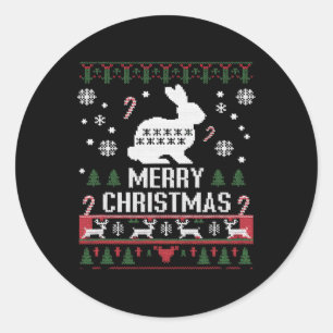 Rabbit Bunny Ugly For Christmas  Classic Round Sticker