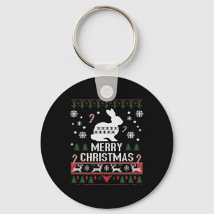 Rabbit Bunny Ugly For Christmas  Key Ring