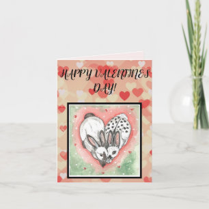 Rabbit Bunny Valentine Heart Pink Red Pet Friend Card