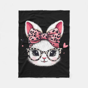 Rabbit Bunny Wearing Leopard Gles Cute Easter Wome Fleece Blanket