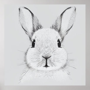 Rabbit Bunny Wild Nature Animal Illustration Art  Poster