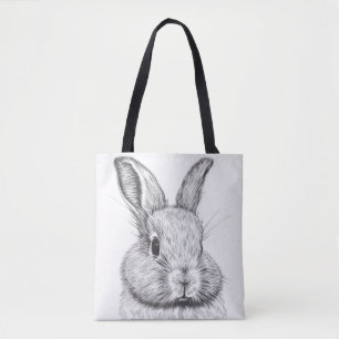 Rabbit Bunny Wild Nature Animal Illustration Art Tote Bag