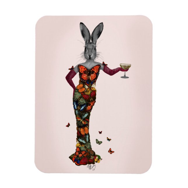 Rabbit Butterfly Dress 2 Magnet (Vertical)