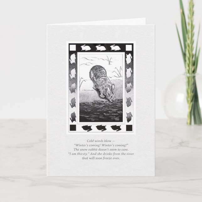 Rabbit by Water "Winter's Coming!" Folded Holiday  (Front)