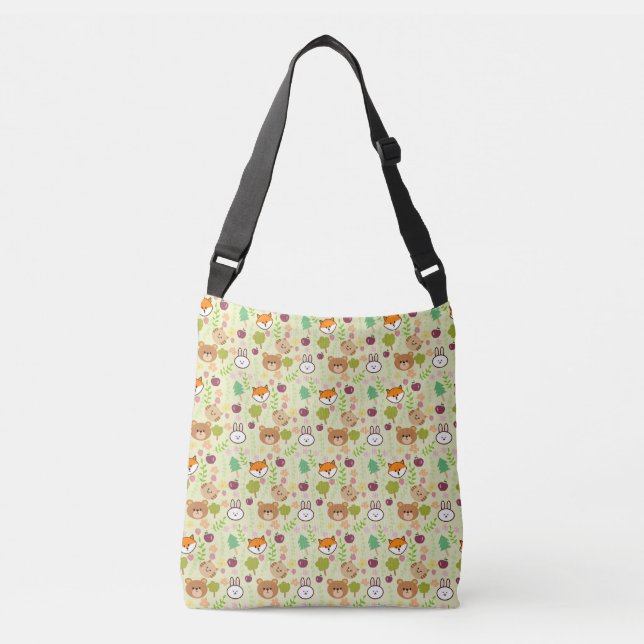 rabbit, cat, fox, bear pattern crossbody bag (Front)