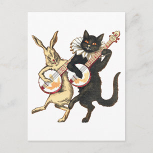 Rabbit & Cat Postcard