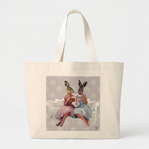 Rabbit Chat Large Tote Bag