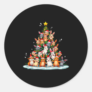 Rabbit Christmas Tree Funny Holiday Bunny  Classic Round Sticker