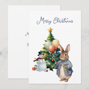Rabbit Christmas tree Holiday Card