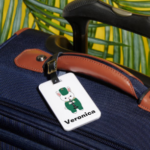 Rabbit Clarinet Marching Band Personalise Green  Luggage Tag