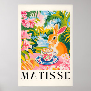 Rabbit Coffee Print Funny Kitchen Art, Matisse