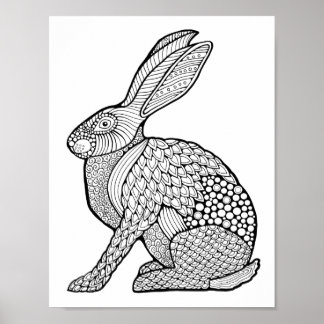 Rabbit Colouring Page Art Poster