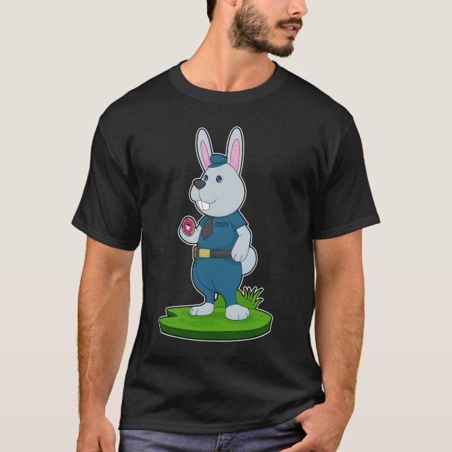 Rabbit Cop Donut Police T-Shirt (Front)