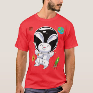 Rabbit Cute Animal Rocket Planets Scientist Astron T-Shirt