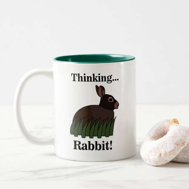 Rabbit Cute Bunny Two-Tone Coffee Mug (With Donut)